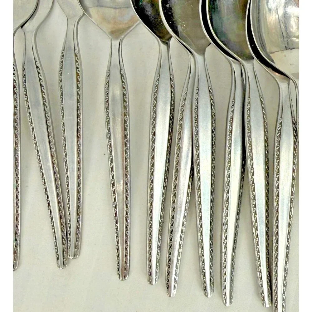 Vintage National Stainless Granada Flatware Japan 31 pc Lot Knives Forks Spoons